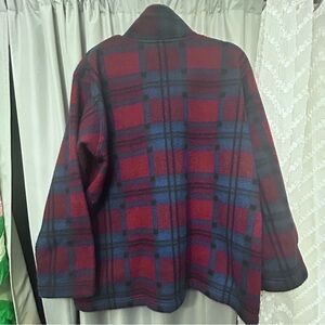 $15 sale Vintage Bugle Boy Men’s shacket Blue And Red Plaid 1/4 Zip Fleece L